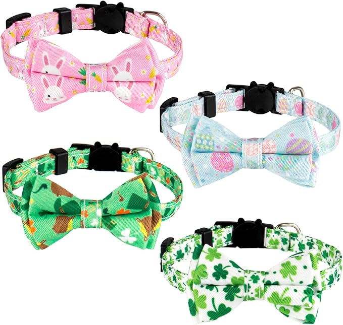 Whaline 4 Pack St. Patrick's Day Easter Cat Collar by Whaline