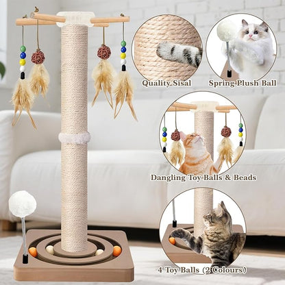 Tall Cat Scratching Post, 33 Inches, Interactive Furniture Toys - Image 3
