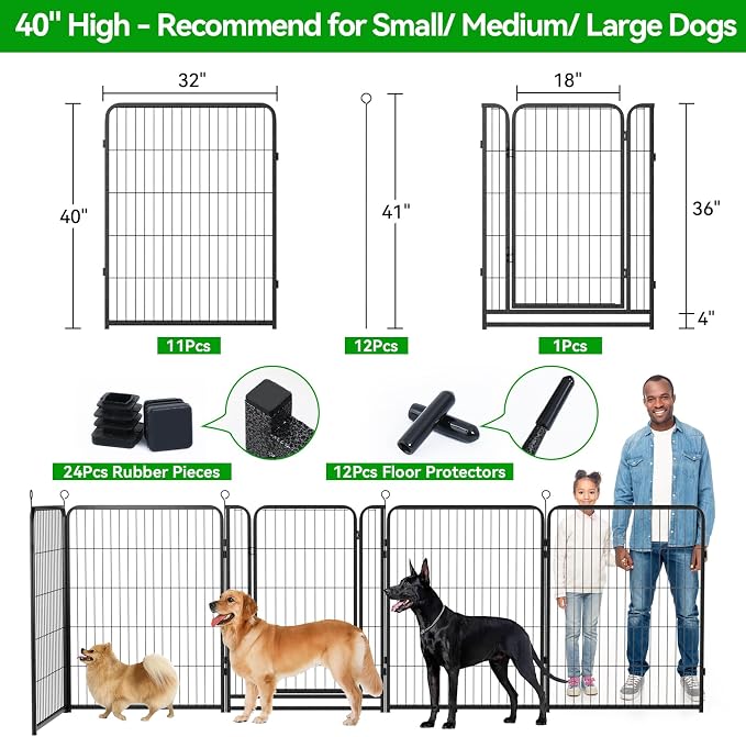 Dog Playpen Outdoor Extra Wide 12 Piece Panels Heavy Duty Anti-Rust - Image 3