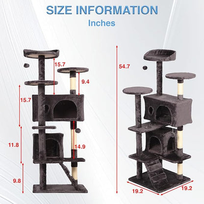 FDW | 54" Cat Tree Tower | Purple Gray | Multi-Level Indoor Activity Center - Image 7