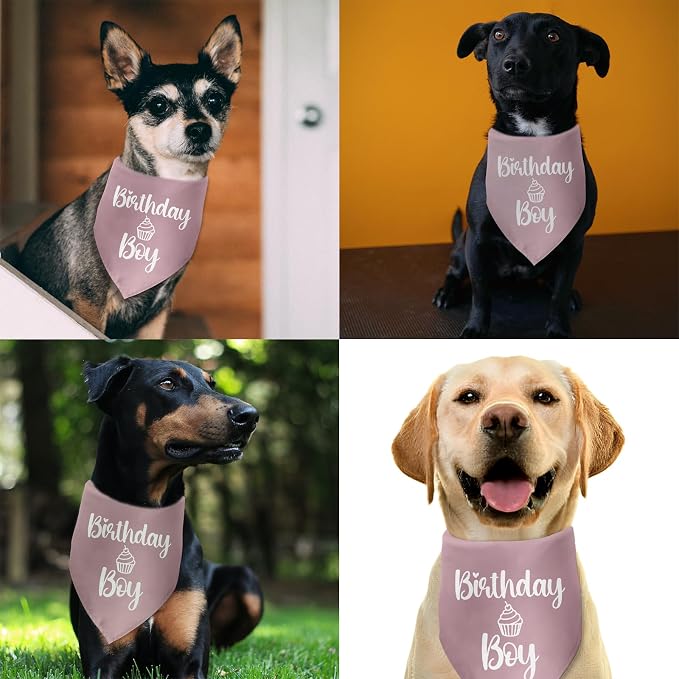 Dog Birthday Bandanas Boy Pink Dog Bandana Pet Scarf Bibs Accessories Party - Image 3