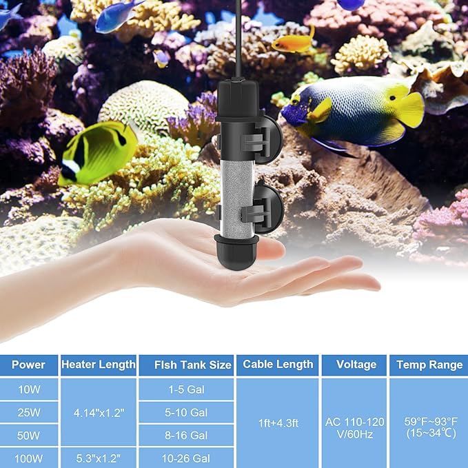 hygger Small Aquarium Betta Heater, Submersible Fish Tank Heater - Image 5