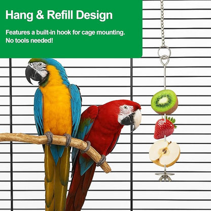 2 Pcs Chain Clauses Bird Cage Food Holder Stainless Steel Parrot Fruit & - Image 4
