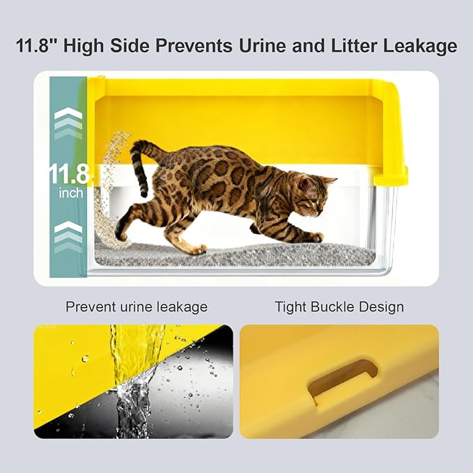 Stainless Steel Cat Litter Box, Open Top High-Sided Metal Litter Box - Image 2