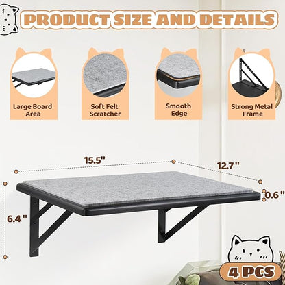 Cat Wall Shelves Set of 4, Purrfect Cat Furniture Set - Image 7