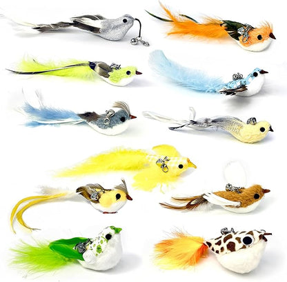 11 PCS Multi-Functional Cat Toy Replacement Heads – Realistic Handmade Bird by ZAYLUMO