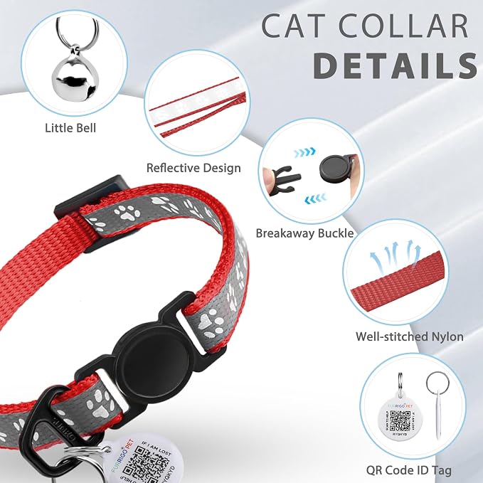 Cat Collar Breakaway with QR Code Name Tag, Reflective Kitten Collars with Bell - Image 7