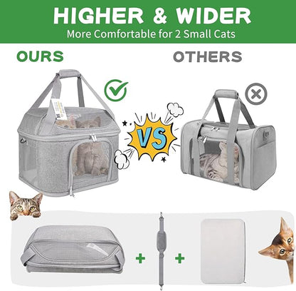 Large Cat Carrier for 2 Cats, Soft Side Pet Carrier for Cats Small Dog - Image 6