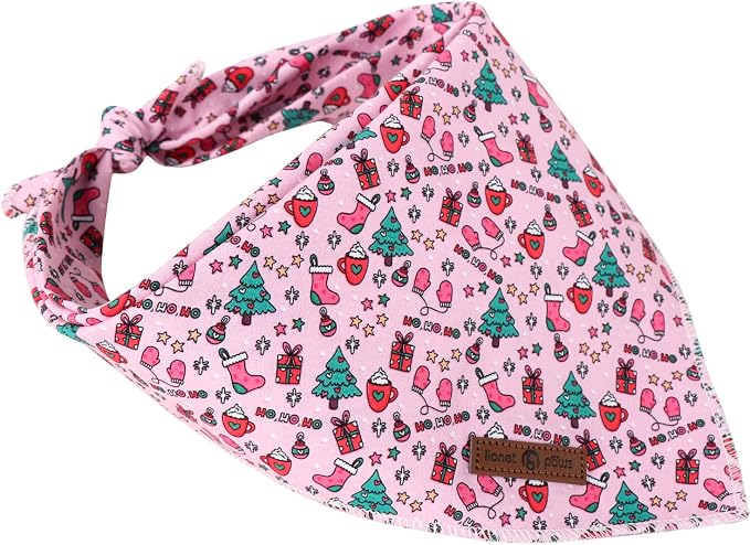 Lionet Paws Cotton Christmas Dog Bandanas Pink, Gloves Tree Comfortable Dog - Image 4