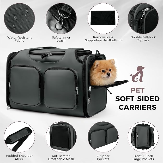 Dog, Cat Carrier for Pets Up to 15 Lbs, Airline Approved Collapsible Soft-Sided - Image 5
