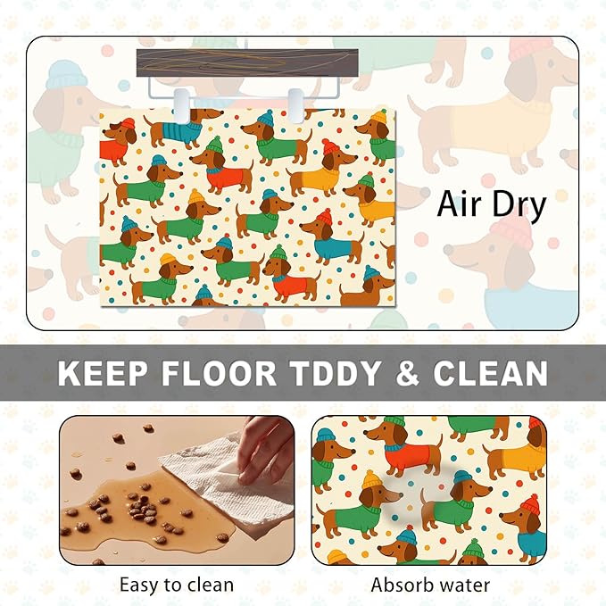 Cute Dachshund Dogs Pet Food Mat Spill-Proof Pet Feeding Mat - Image 6