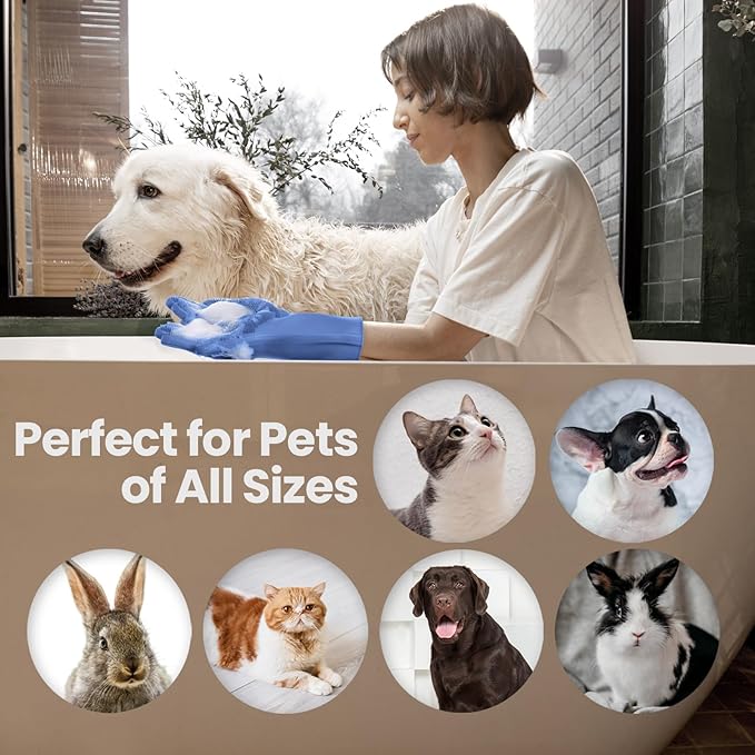 DELOMO Dog Washing Gloves Large Size: 1 Pair Soft and Gentle Silicone Pet - Image 6