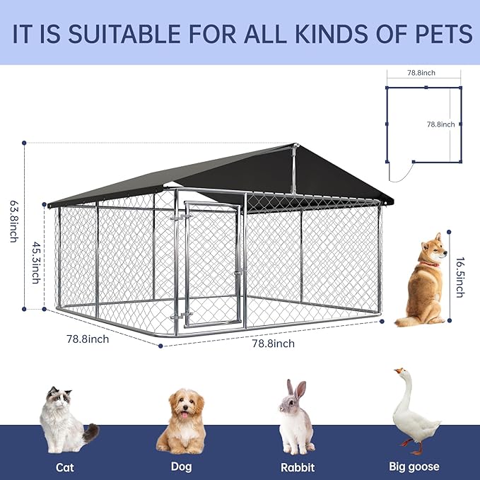 Petonly Outdoor Dog Enclosure Heavy Duty Dog Kennel House Mesh Dog Big Cage Pet - Image 5