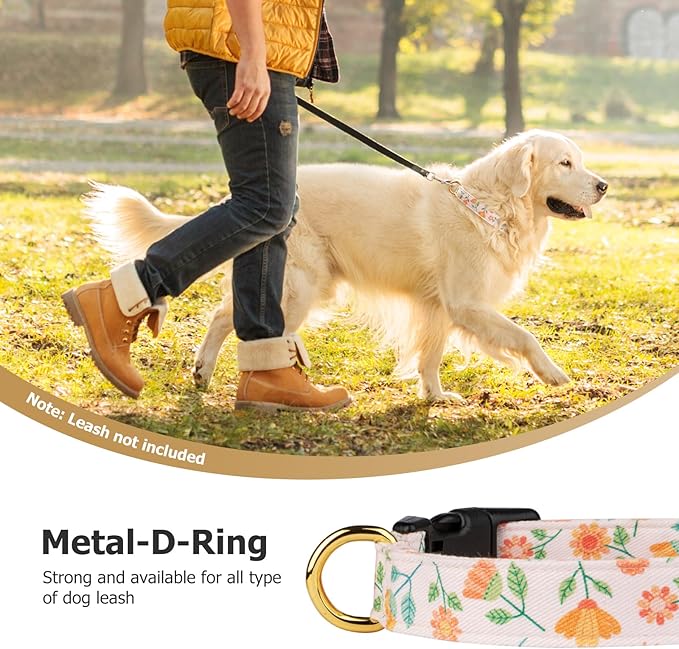Cotton Handmade Dog Collar Cute and Distinctive Patterns Pink Sunflower - Image 6