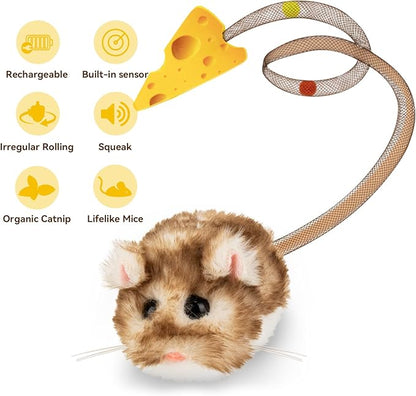 Migipaws Interactive MigiMouse Cat Toy 360° Rolling & Spin - Image 4