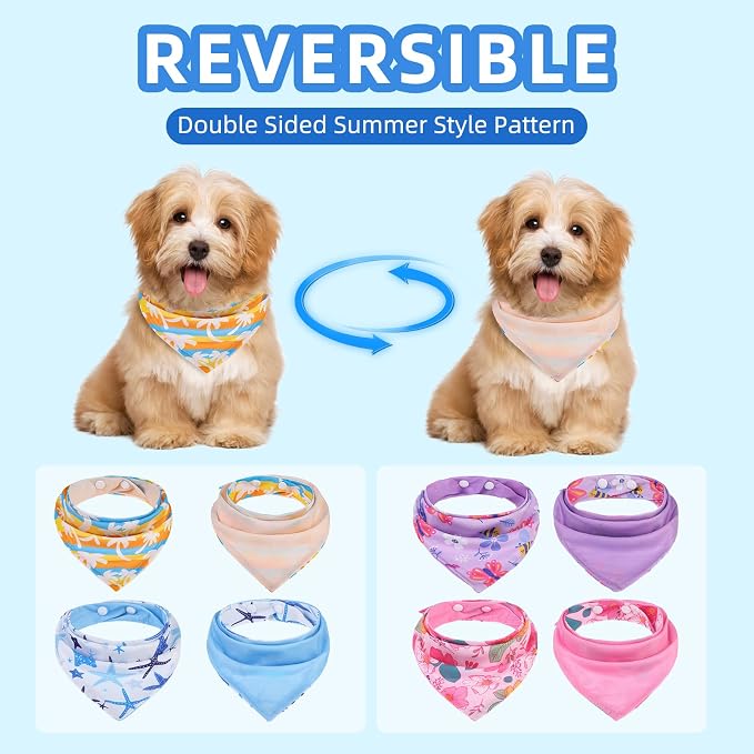 PAWCHIE Dog Cooling Bandana Small, 4 Packs Ice Cool Pet Triangle Scarf Bibs - Image 3