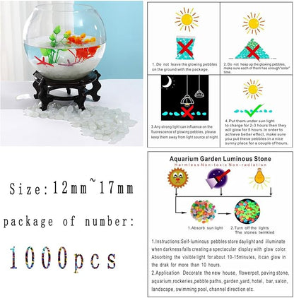 Glow in The Dark Stones 1000 Pcs Glow Pebbles Aquarium Rocks - Image 2