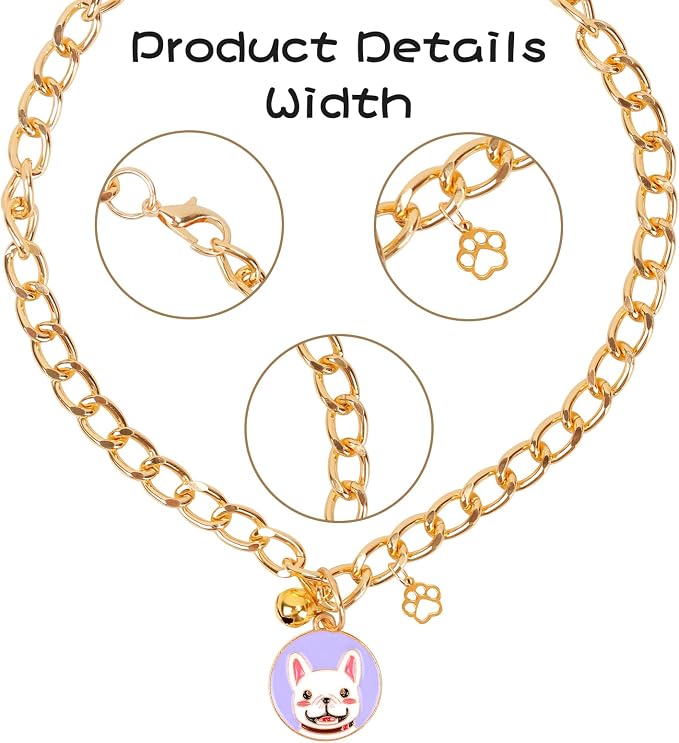 HOWWFALY Dog Collar and Cat Chain Necklace Stainless Steel Adjustable 18K Gold - Image 4