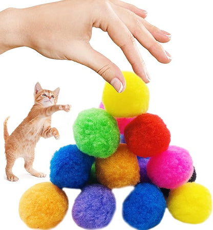 PET SHOW 20Pcs 1.5"/3.8cm Cat Toy Balls Bulk Soft Kitten Pompon Toys Indoor - Image 6