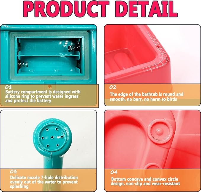kathson Parrot Bathtub, Automatic Bird Shower Box, Bird Bathing Tub Pool Toy - Image 4