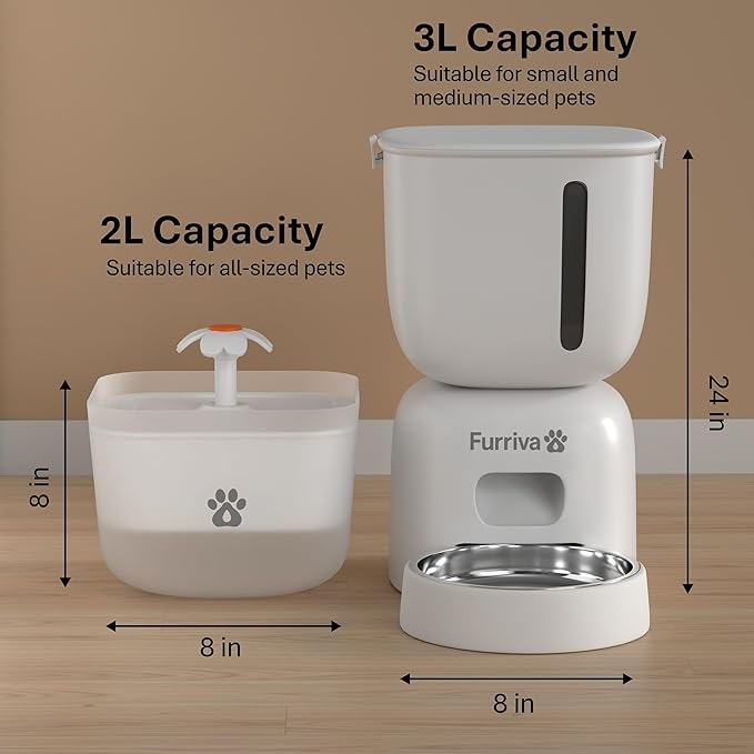 Automatic Cat Feeder and Water Fountain Set - 3L Food Dispenser - Image 6