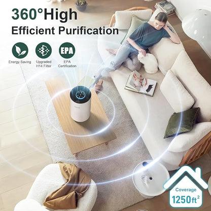 Air Purifiers for Bedroom Home up to 1250 ft², Vniup H14 True HEPA Room Air - Image 3