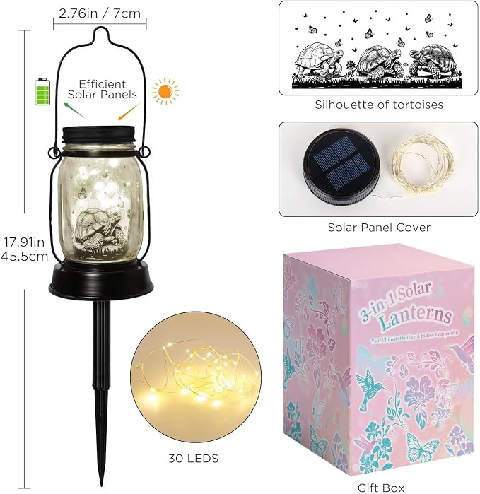 kyoryuger Tortoise Gifts for Women/Men Turtle Lovers Solar Lantern Mom Birthday - Image 7