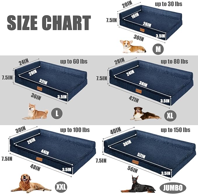 Patas Lague Orthopedic XL Dog Bed Large Sized Dog 42''X28'', Waterproof L - Image 6
