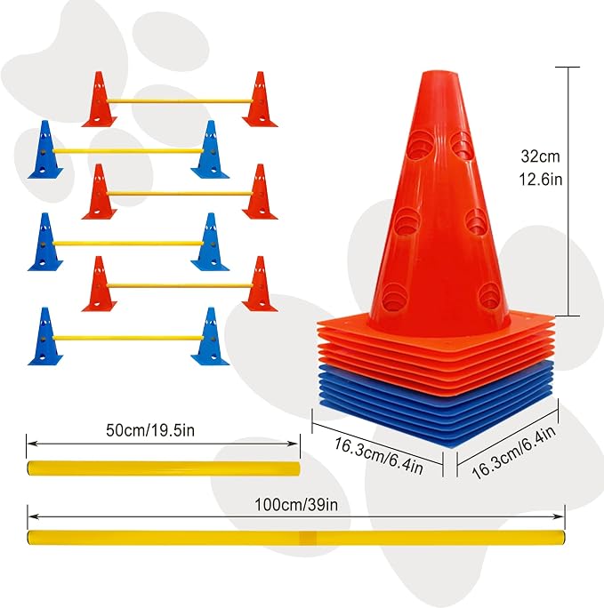 Dog Agility Hurdle Cone Set, Dog Agility Set Include 12 Agility Cones 6 Agility - Image 6
