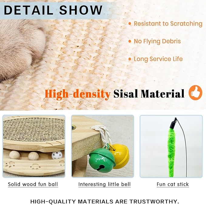 Cat Scratcher with Natural Sisal Pad, 3-in-1 Cat Scratching Board, 2-Tier - Image 4