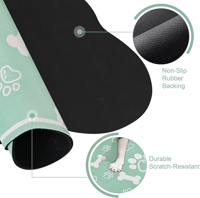Dog Cat Mat for Food and Water, Rapid Absorbent Pet Feeding Mat, Bone Shaped - Image 3