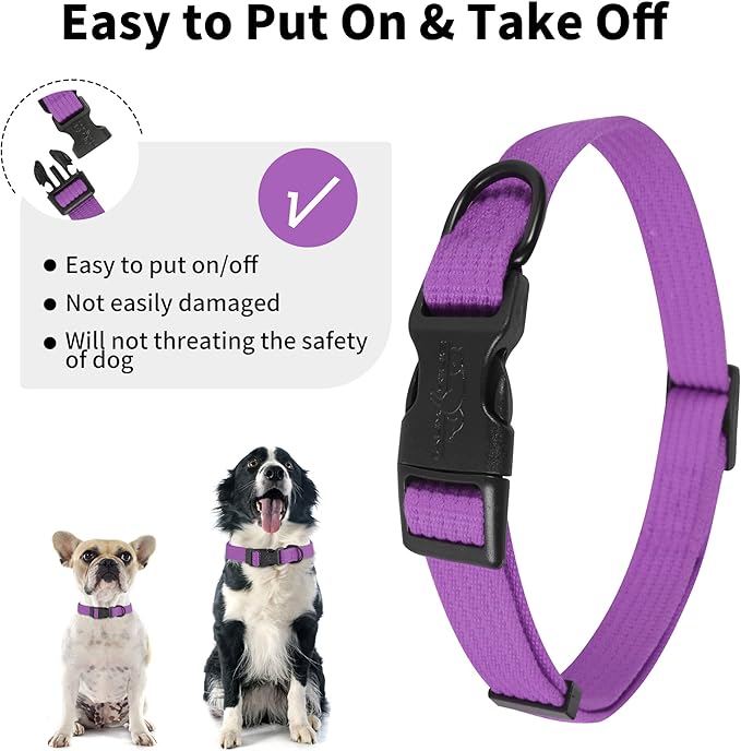lynxking Dog Collar Soft Padded Breathable Cotton Solid Color Strong Adjustable - Image 3