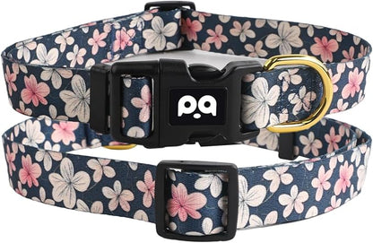 QQPETS Adjustable Soft Dog Collar: Print Flower Pink Multicolor Cute Patterns - Image 8