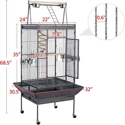 Yaheetech 69-inch Wrought Iron Rolling Large Parrot Bird Cage - Image 3