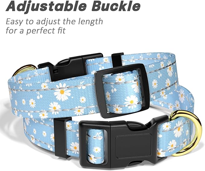 Reflective Dog Collar for Large Dogs, Cute Daisy Theme Adjustable Heavy-Duty - Image 6