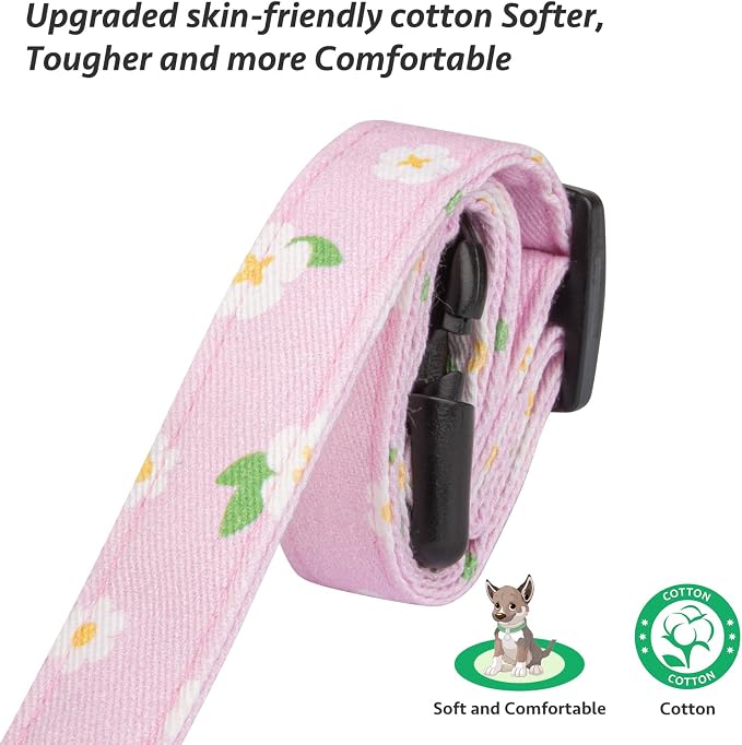 Cotton Handmade Dog Collar Cute and Distinctive Patterns Purple Flower - Image 4