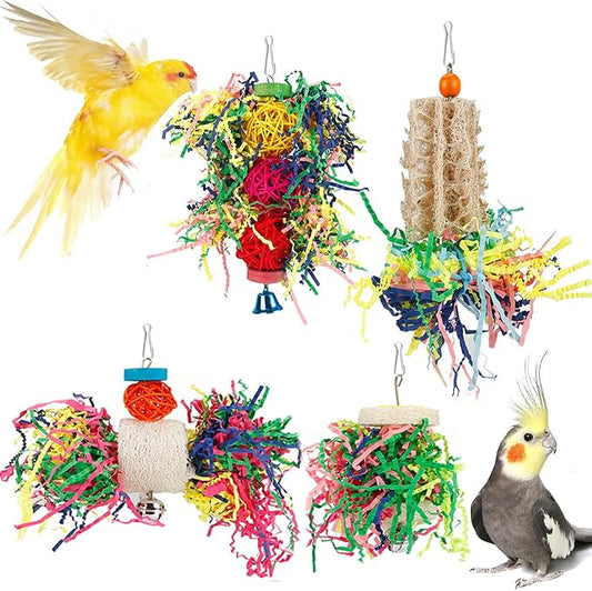 Foraging Toys Parakeet Chewing Hanging Toy Shredded Paper Bird Cage Accessories by lovyoCoCo