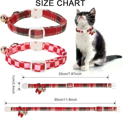 Cat Collar-2Pack Autumn Orange Plaid Kitten Collars-Halloween Plaid Breakaway - Image 5