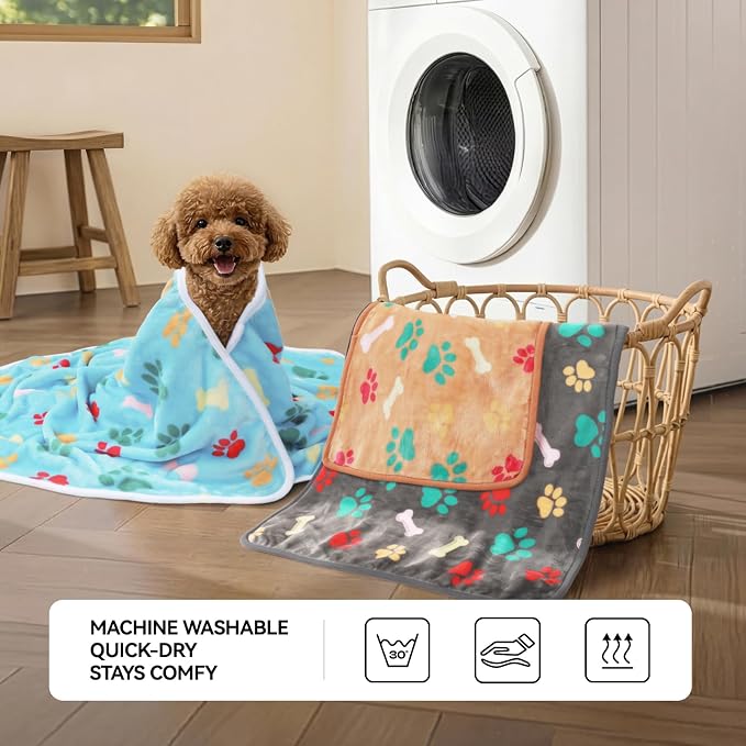 LINENLUX 1 Pack 3 Blankets Super Soft Fluffy Premium Fleece Dog Blankets - Image 4