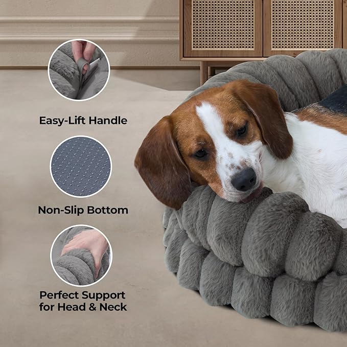 BALANCE Calming Dog Bed for Medium Sized Dogs, 30 Inches Oval Washable Pet Bed - Image 4