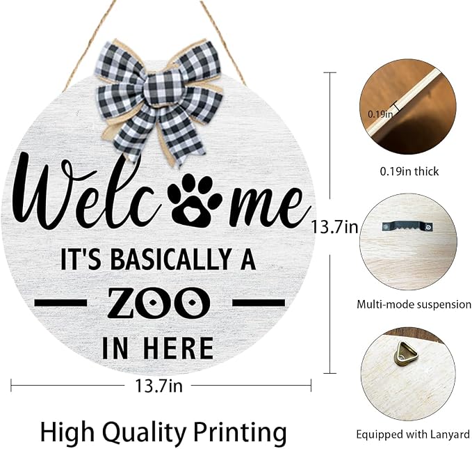 Welcome It's Basically a Zoo in Here Sign, Funny Pet Front Door Sign, Welcome - Image 2