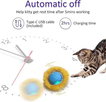 Interactive Cat Toys Ball Fast Rolling in Pouch, Motion Activate Chirping Cat - Image 5