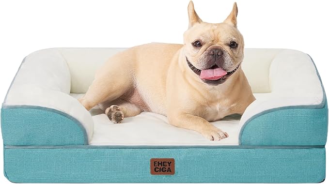 EHEYCIGA Orthopedic Dog Bed, Waterproof Memory Foam, Turquoise Blue by EHEYCIGA
