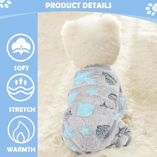 Fleece Dog Pajamas for Small Dogs Boy Warm Winter Dog Clothes Pjs Cute Extra - Image 2