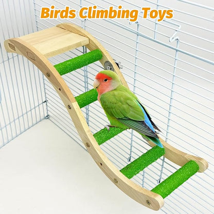 Hamiledyi Nature Wooden Bird Ladder Pet Parrots Climb Bridge Exercise Stands - Image 3
