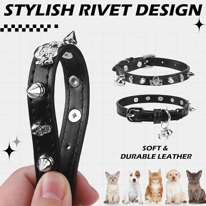 EXPAWLORER Cat Collar for Girl Boy Cats- Adjustable Leather Pet Collar - Image 4