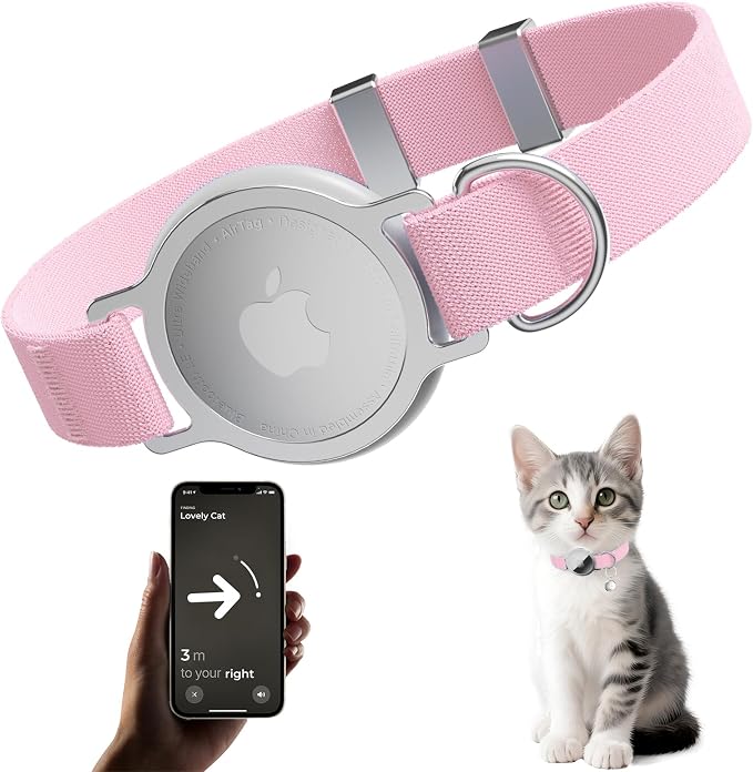 AirTag Cat Collar, Ultra Elastic Cat Tracker Collar, Airtag Holder Compatible by Sucegi