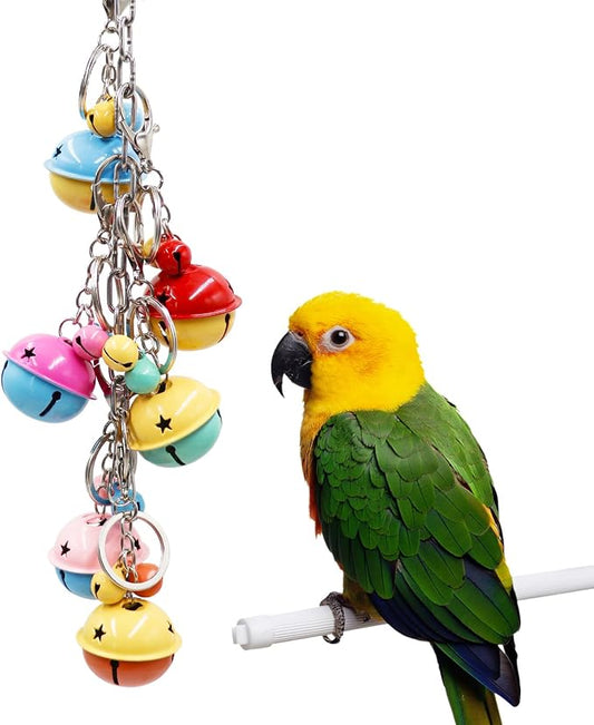 Oooct Bird Swing Bells Toys, Colorful Parrot Metal Bells, Hanging Bird Chewing - Image 2