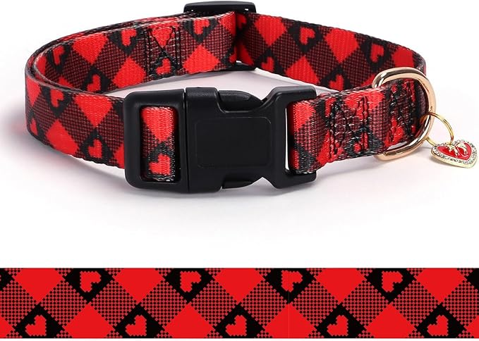 Love Pattern Dog Collar with Buckle Adjustable Safety Nylon Collars by BOOMIBOO
