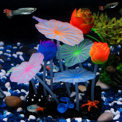 Uniclife Glowing Effect Lotus Ornament Silicone Decor Aquarium Decoration by UnicLife